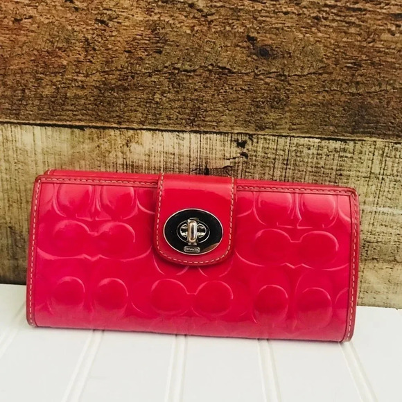 Coach Red Embossed Wallet - Picture 1 of 7